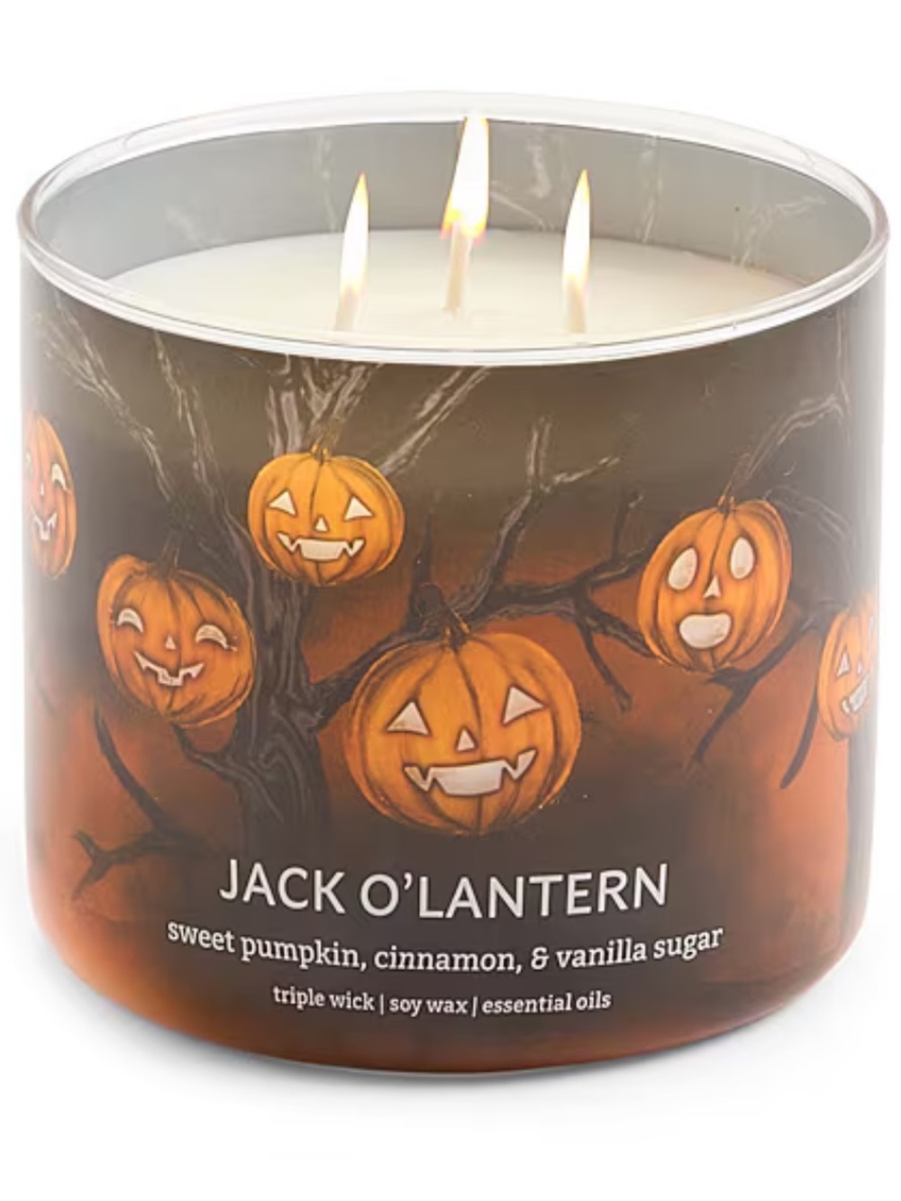 Jack O'Lantern Halloween 3-Wick Scented Jar Candle - Orange